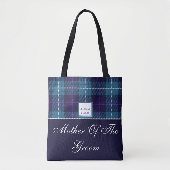Bolsa Tote Presentes Para os Pais do Casamento Tartan Mãe do  (Frente)