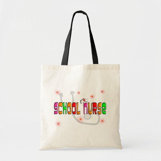 Bolsa Tote Presentes & t-shirt da enfermeira da escola (Frente)