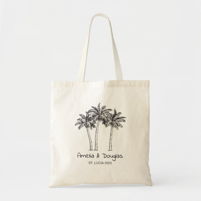 Bolsa Tote Presentes tropicais de boas-vindas do casamento de (Frente)