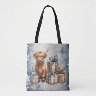 Bolsa Tote Presentes Vaca Highland Inverno Azul