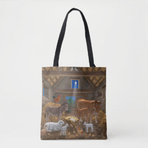 Bolsa Tote Presépio do Menino Jesus Noite Santa Natal