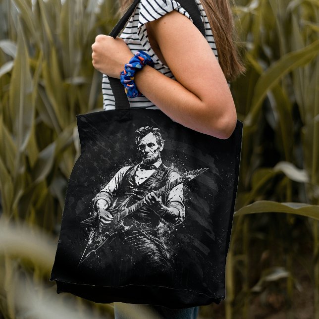 Bolsa Tote Presidente Abraham Lincoln Tocando Violão (Criador carregado)