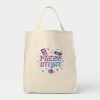 Bolsa Tote Pressione Iniciar Y2K Jogo de Arcade Retro Chrome