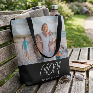 Bolsa Tote Preta com Rótulo de Mãe Estabelecida