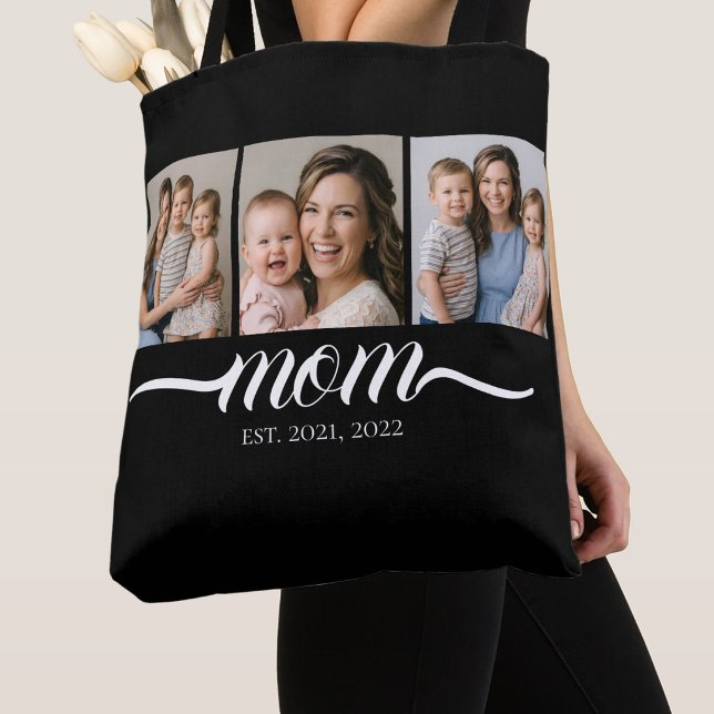 Bolsa Tote Preta com Rótulo de Mãe Estabelecida 3  (Criador carregado)