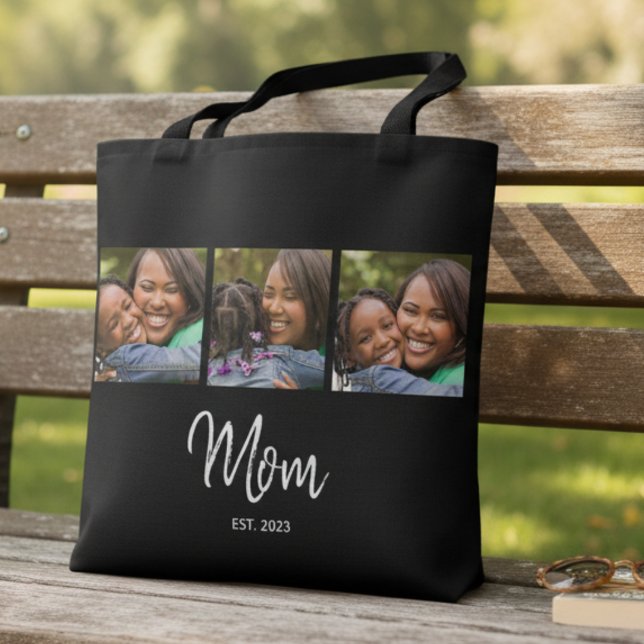 Bolsa Tote Preta com Rótulo de Mãe Estabelecida 3  (Criador carregado)