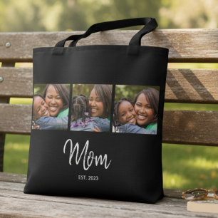 Bolsa Tote Preta com Script de Mãe Estabelecida 3