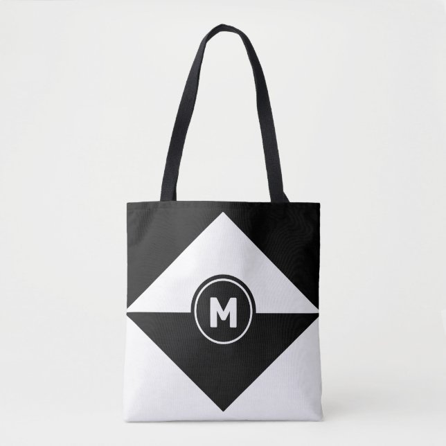 Bolsa Tote Preta e Branca Abstrata Moderna (Frente)