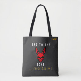 Bolsa Tote Preta Edgy Y2K Cão Caveira Bad To The B