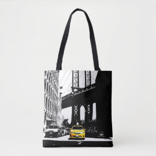 Bolsa Tote Preto amarelo bonito de Brooklyn da Nova Iorque de