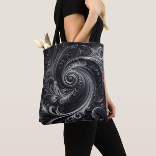 Bolsa Tote Preto Branco Cinza Abstrato Moderno Simples Redemo