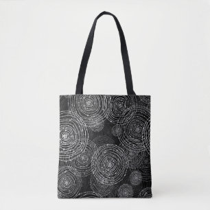 Bolsa Tote Preto Branco: Formas Redondas Sem Olhos.
