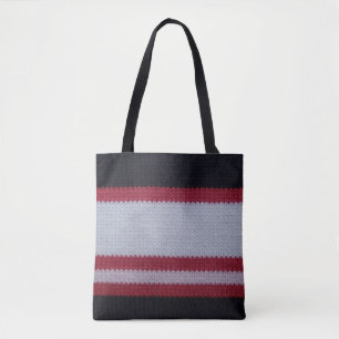 Bolsa Tote Preto Branco Vermelho: Padrão de Tecido Roubado Kn