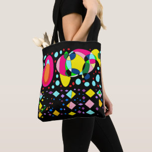 Bolsa Tote Preto com globos e diamantes em cores mistas