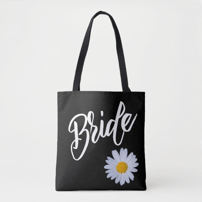 Bolsa Tote Preto com margarida branca (Frente)