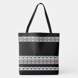 Bolsa Tote Preto com Padrão Colorido