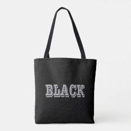 Bolsa Tote Preto Com Texto De Cinza Em Cor Sólida Preta
