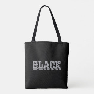 Bolsa Tote Preto Com Texto De Cinza Em Cor Sólida Preta