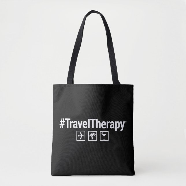 Bolsa Tote Preto da sacola | da terapia do viagem (Frente)