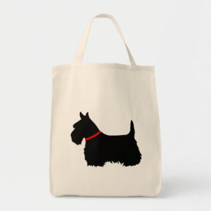 Bolsa Tote Preto de Terrier do Scottish, trança cletic, cola