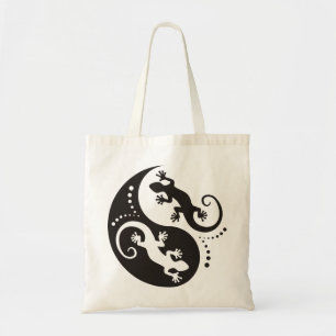 Bolsa Tote Preto dos gecos de YIN & de YANG + seus fundo &