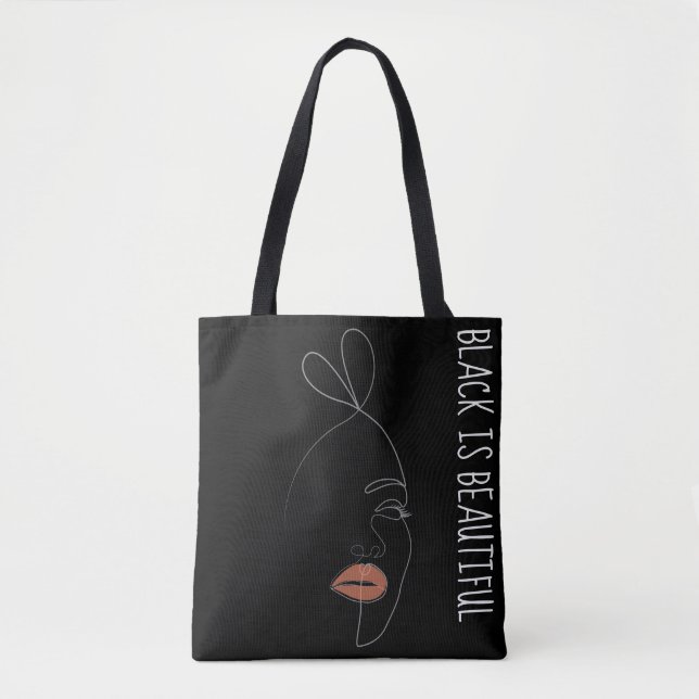 Bolsa Tote Preto é belo Solteiro Linha Arte Saco (Frente)