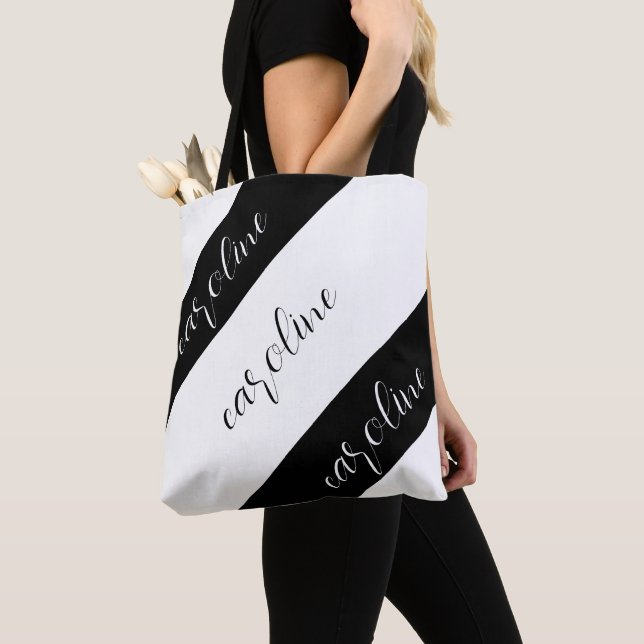 Bolsa Tote Preto e Branco com Chic Thick Slasers (Close Up)