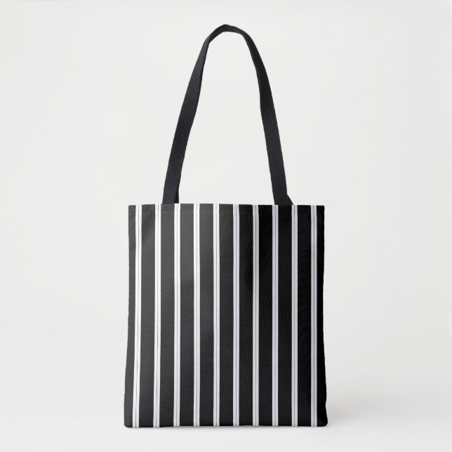 Bolsa Tote preto e branco com listras pretas (Frente)