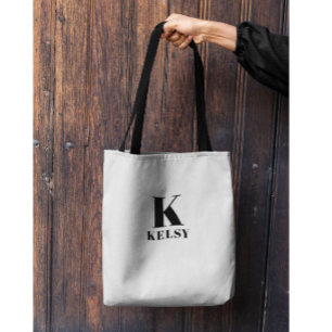 Bolsa Tote Preto e Branco com Monograma e Nome