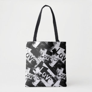 Bolsa Tote Preto e branco com padrão de amor de manchas