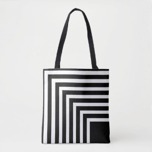 Bolsa Tote Preto e Branco com risca