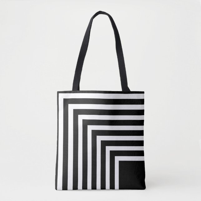 Bolsa Tote Preto e Branco com risca (Frente)