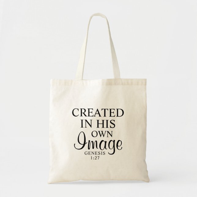 Bolsa Tote Preto e Branco mínimos Criados em sua fé de imagem (Frente)