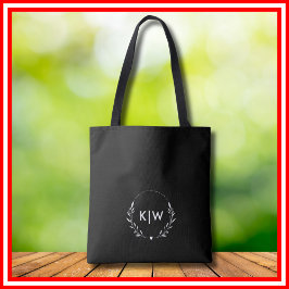 Bolsa Tote Preto e Branco | Monograma de Iniciais Modernas