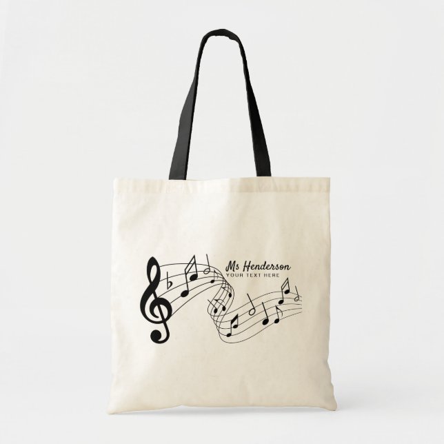 Bolsa Tote Preto e Branco Texto Personalizado Professor/Aluno (Frente)