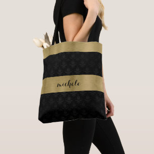 Bolsa Tote Preto e Dourado