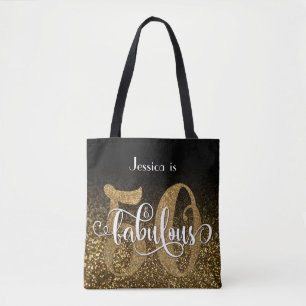 Bolsa Tote Preto e Dourado Brilho Falso Ombre 50 & Fabuloso