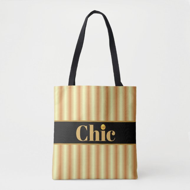 Bolsa Tote Preto e Ouro Moderno com distribuição (Frente)