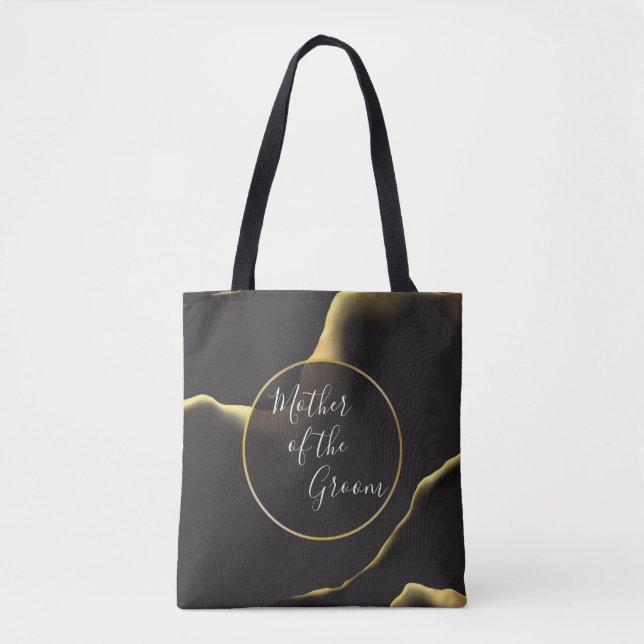 Bolsa Tote Preto e Ouro 💡 Óleo de tinta Abstrato moderno (Frente)