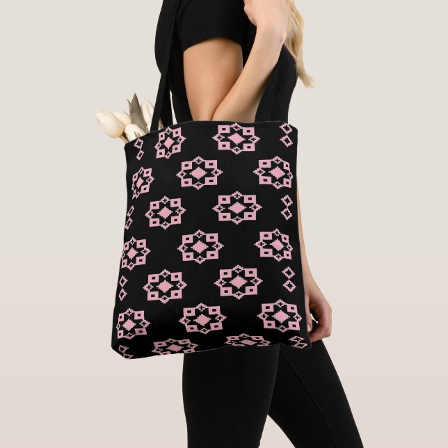 Bolsa Tote Preto e Rosa  (Close Up)