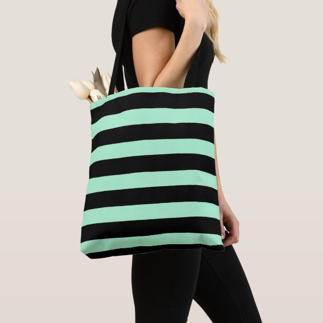 Bolsa Tote Preto e verde-mint (Close Up)