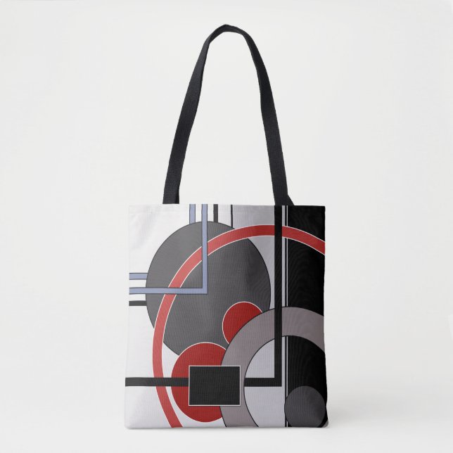 Bolsa Tote Preto e vermelho, abstrato, pintura, geometria (Frente)
