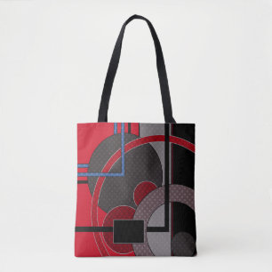 Bolsa Tote Preto e vermelho, abstrato, pintura, geometria