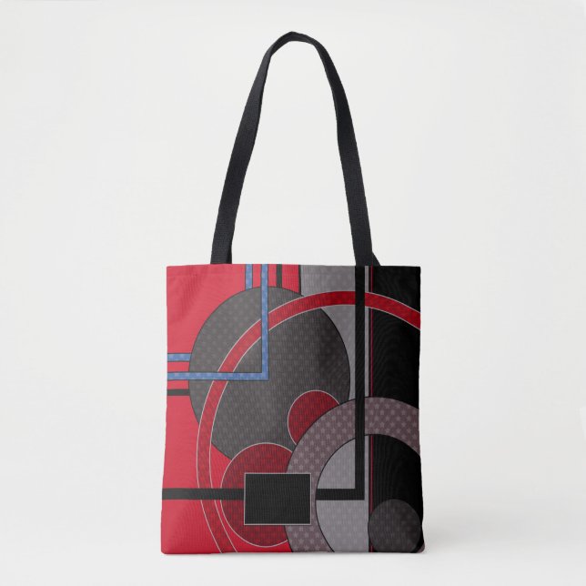 Bolsa Tote Preto e vermelho, abstrato, pintura, geometria (Frente)