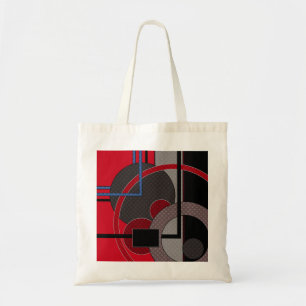 Bolsa Tote Preto e vermelho, abstrato, pintura, geométrica
