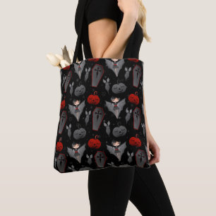 BOLSA TOTE PRETO E VERMELHO HALLOWEEN BATGIRL CAIXÕES & MORCE