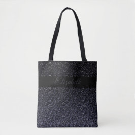 Bolsa Tote Preto Elegante | Cinza Brilhante Girly Personaliza