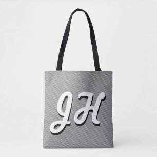 Bolsa Tote Preto fino & o branco listram iniciais