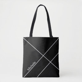 Bolsa Tote Preto Geométrico Urbano Monograma