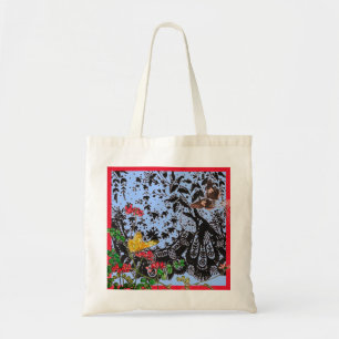 BOLSA TOTE PRETO LACE E BUTTERFLIES ORÇAMENTO TOTE SACO